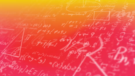 diagramas y ecuaciones matemáticas que se mueven contra un fondo de gradiente naranja y amarillo