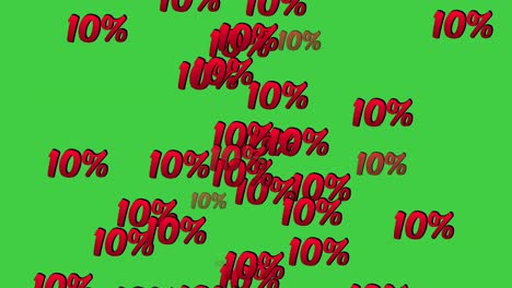 discount 10% percent off label symbol animation drop down motion graphic on green screen background for black friday or wholesale concept