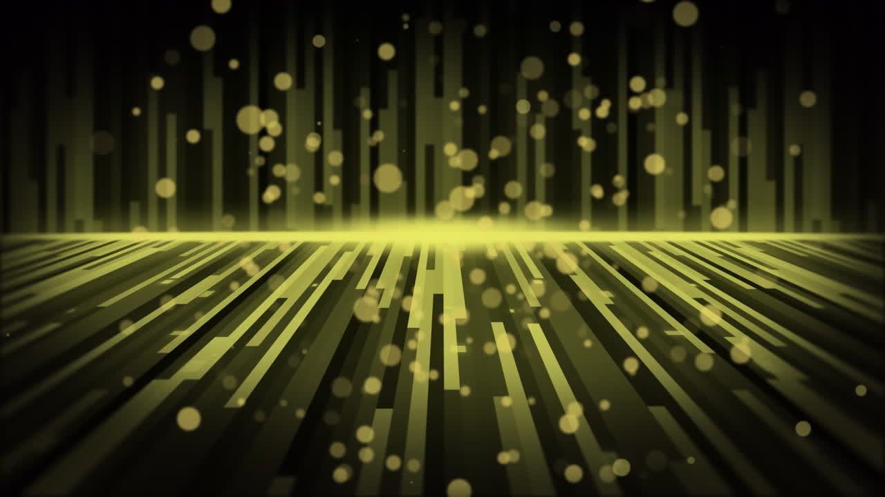 검은 바탕에 떨어지는 노란색 선과 점의 애니메이션