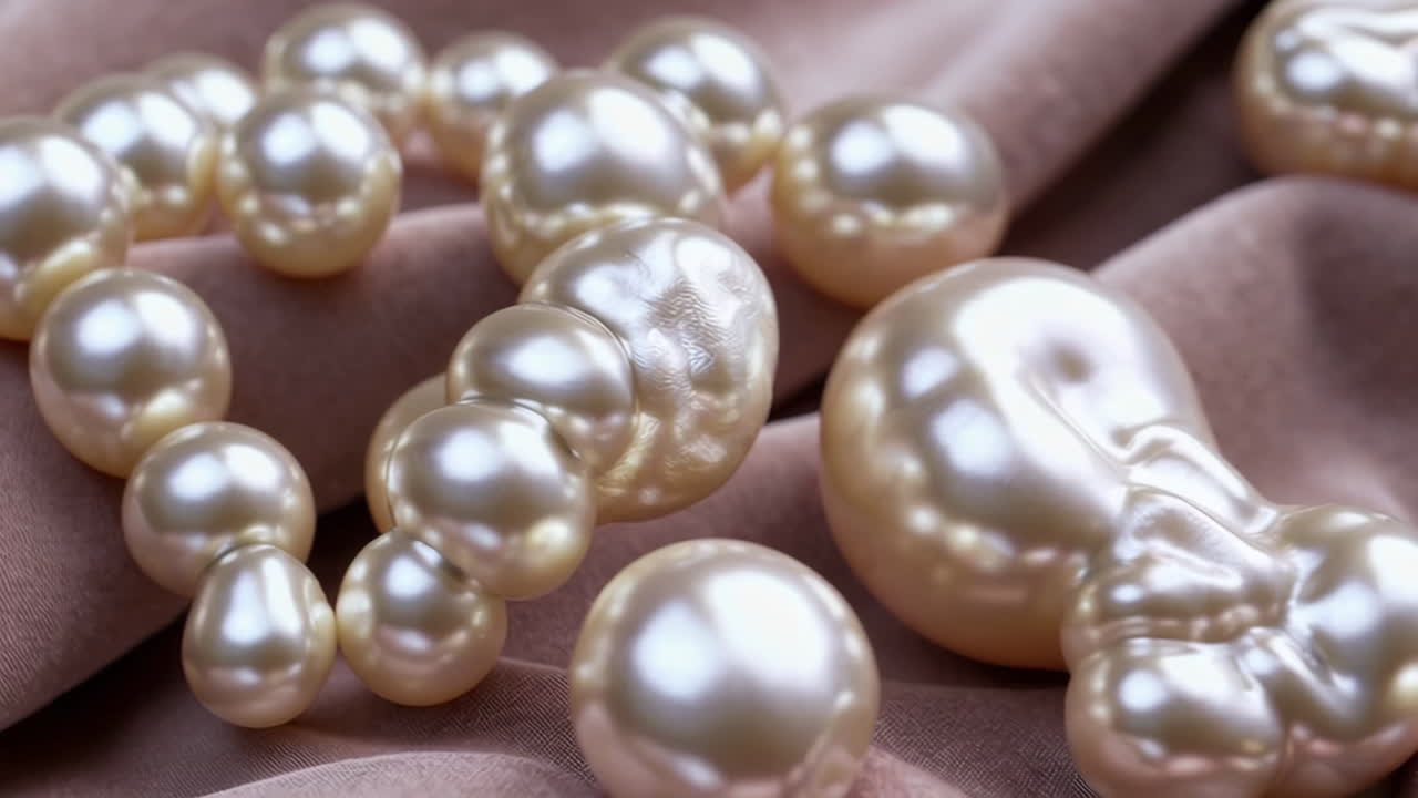 Baroque Pearls on a Beige Fabric