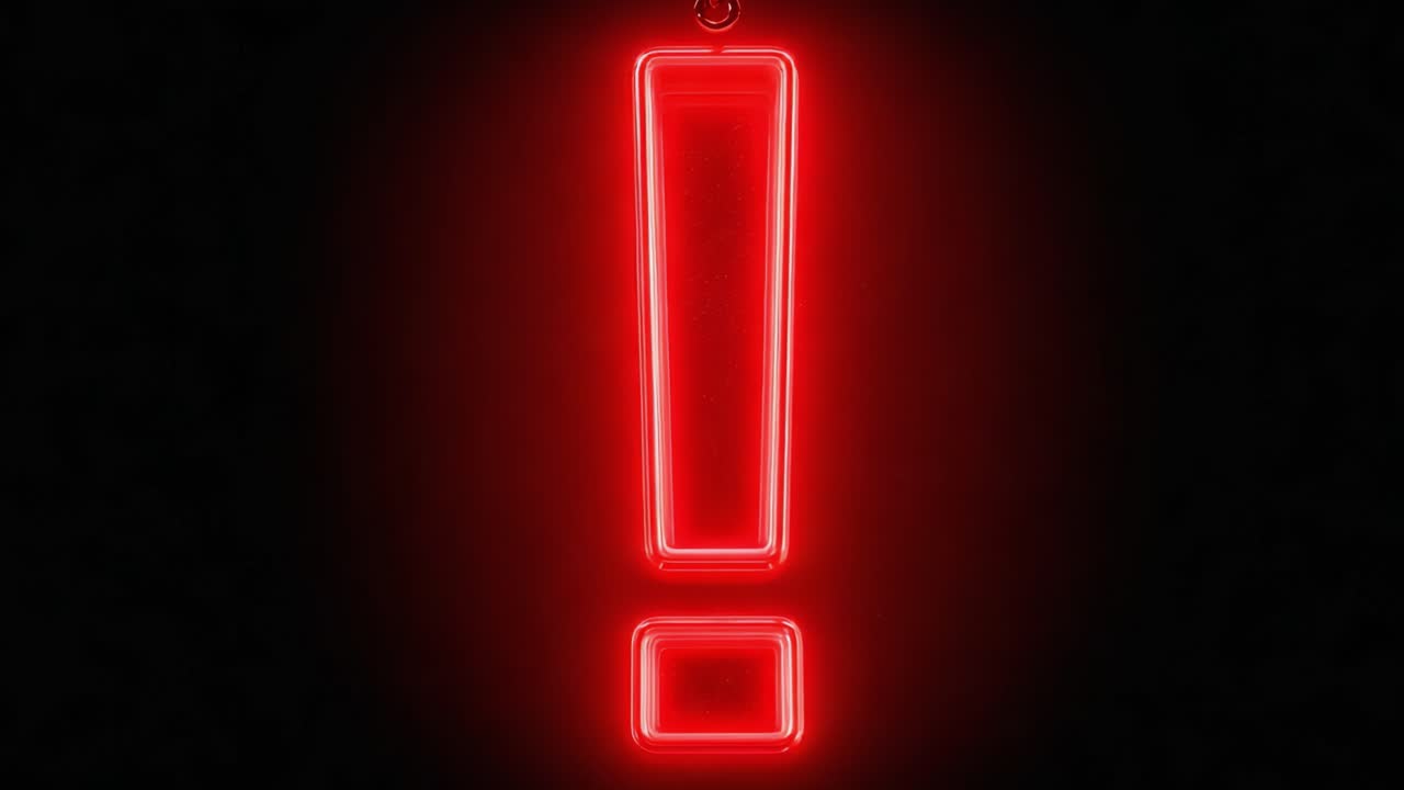 Illuminated Exclamation Mark in Red Glow: A Striking Contrast Between Brightness and Darkness That Captures Attention and Provokes Curiosity