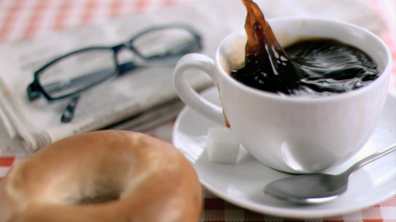 Sugar cube diving in super slow motion