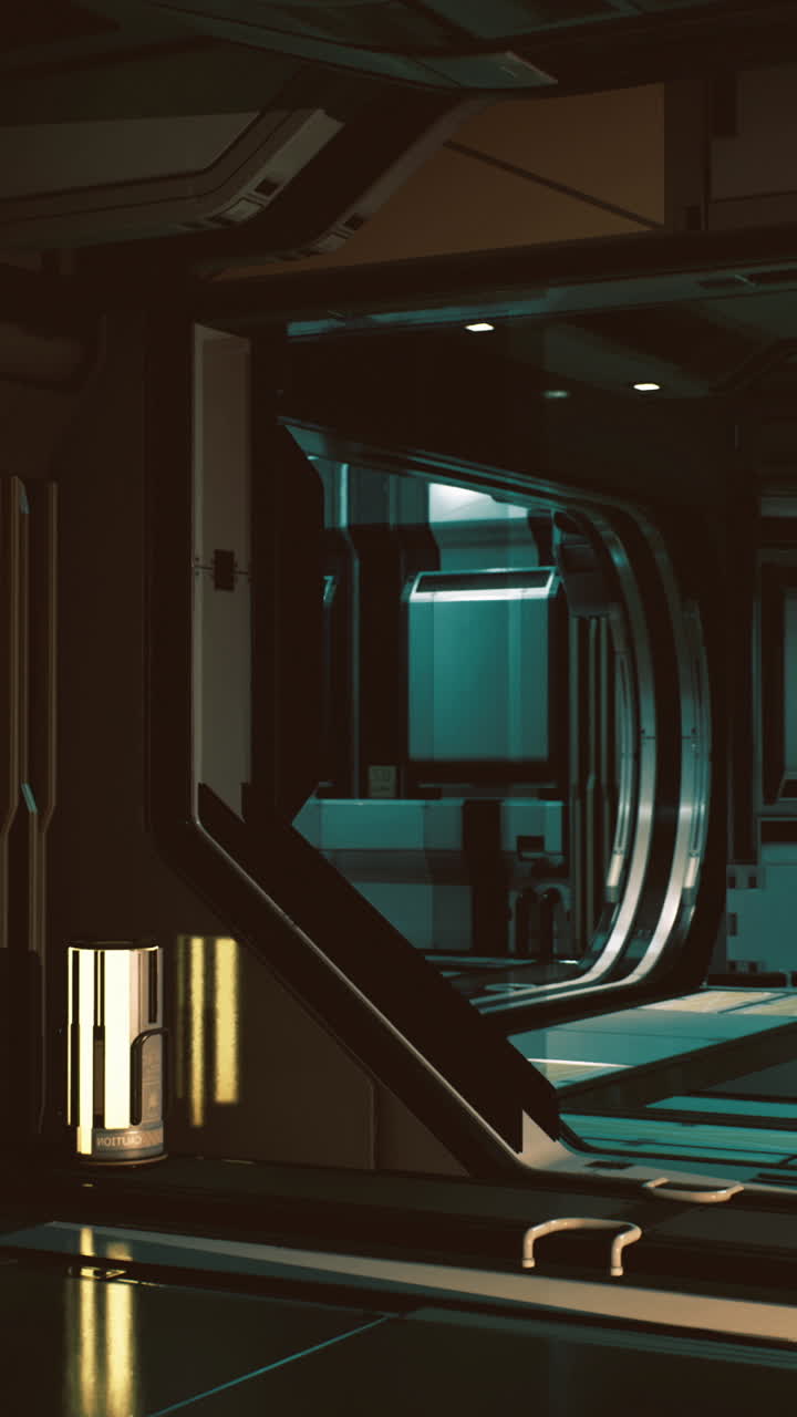 Vivid interior of a futuristic space station corridor with advanced technology