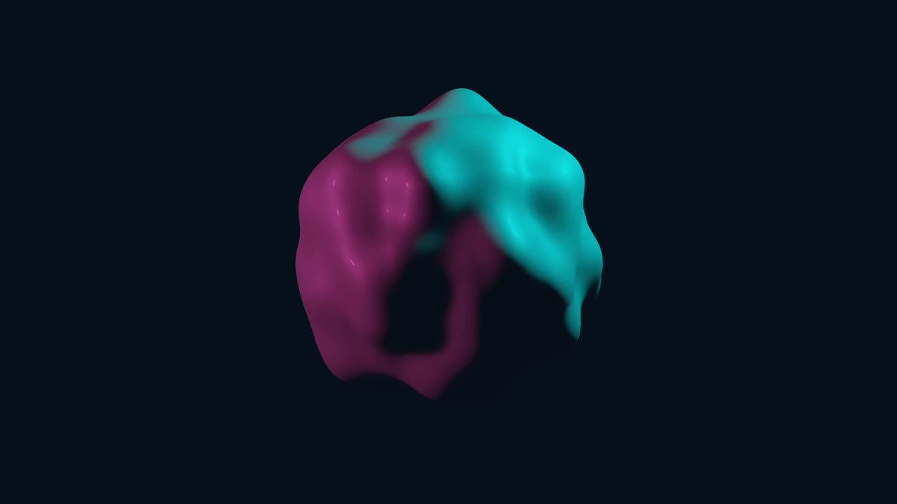 Abstract 3d object in neon colors moving and transforming on a black background. Minimal morphing motion graphic animated shape