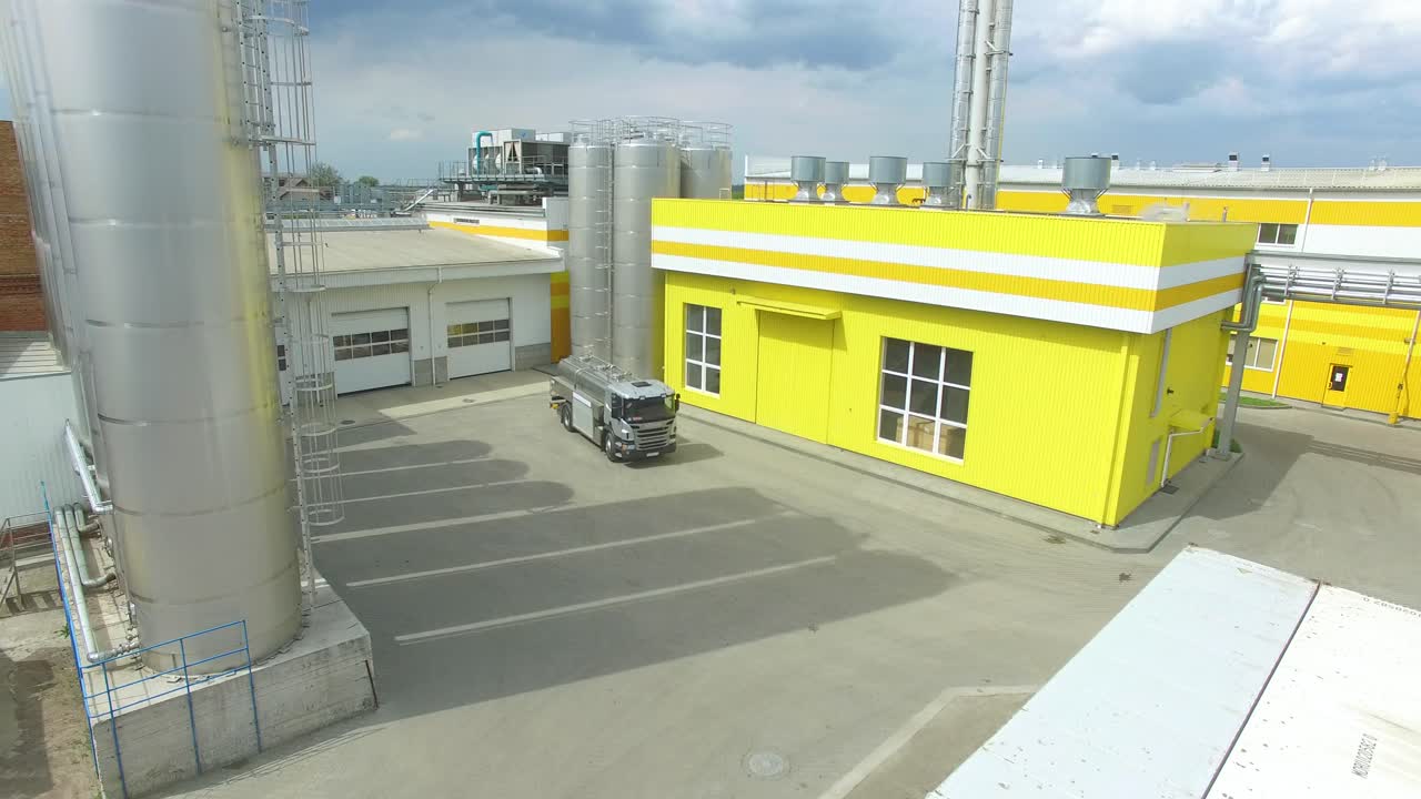 Aerial view of industrial zone and technology park in Europe