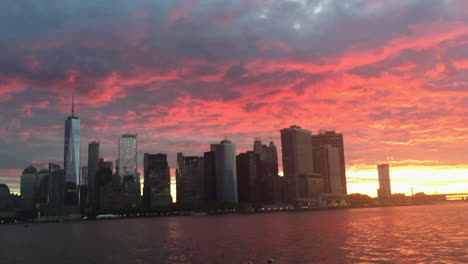 sunrise over the skyline of new york city