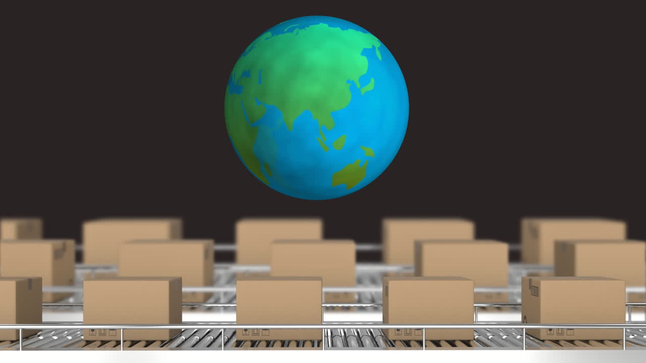 컨베이어 벨트 에 있는 패키지