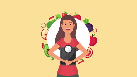 woman with vegan food and balance healthy life style
