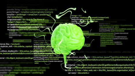 Animation-of-human-brain-and-ai-data-processing-over-black-background