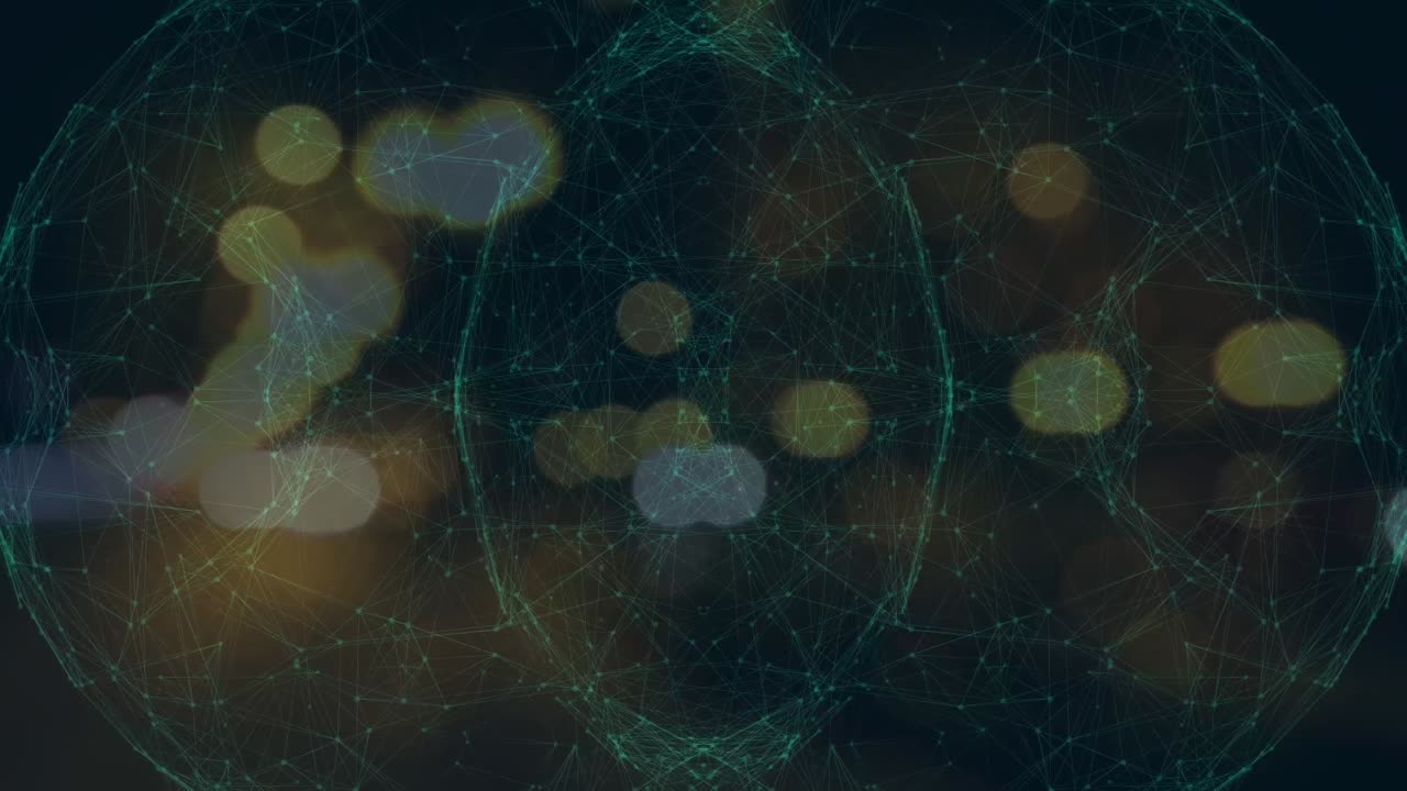 어두운 배경에 반 ⁇ 이는 불빛을 통해 연결 네트워크의 애니메이션