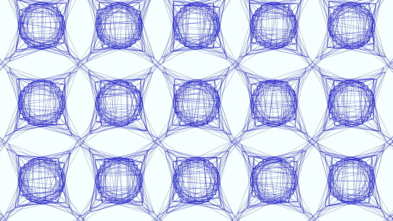 Complex intersection blue ink lines and white circles