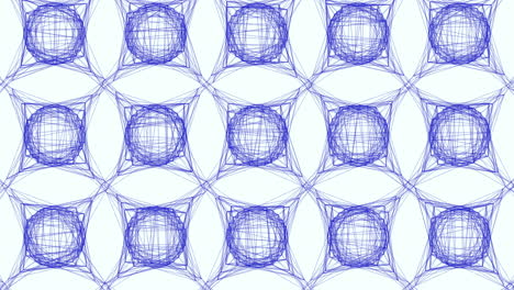 Complex intersection blue ink lines and white circles