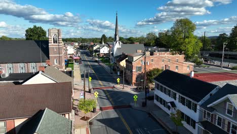 small town usa during bright autumn day