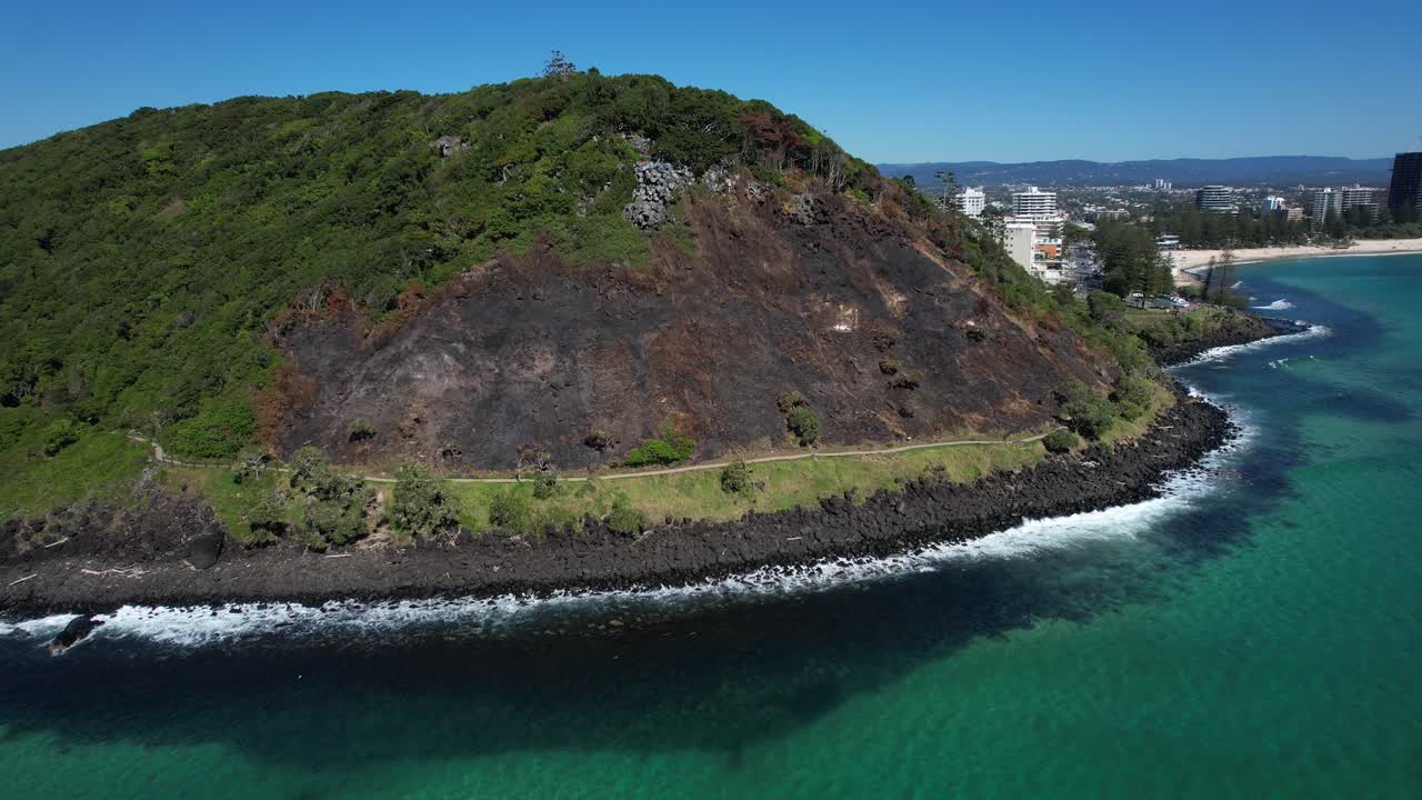 Burnt Burleigh Headland In Queensland, Australia - Drone Shot