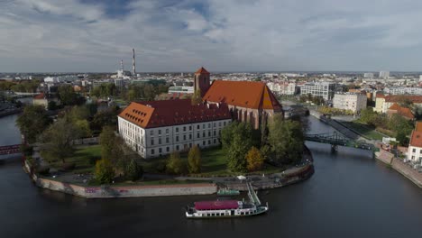 roman catholic parish saint mary church on sand island of wroclaw