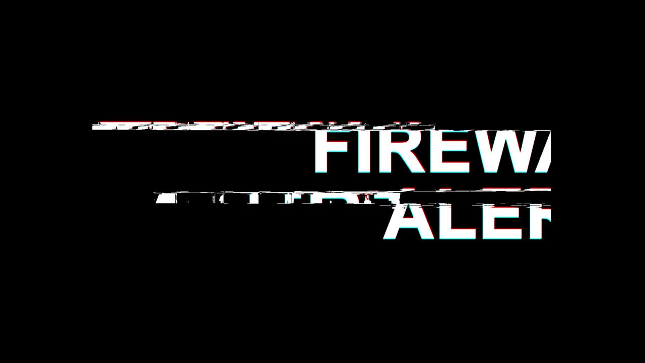 alerta de cortafuegos efecto fallo texto distorsión de televisión digital animación en bucle 4k