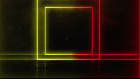 animación de cuadrados rojos y amarillos de neón sobre fondo negro