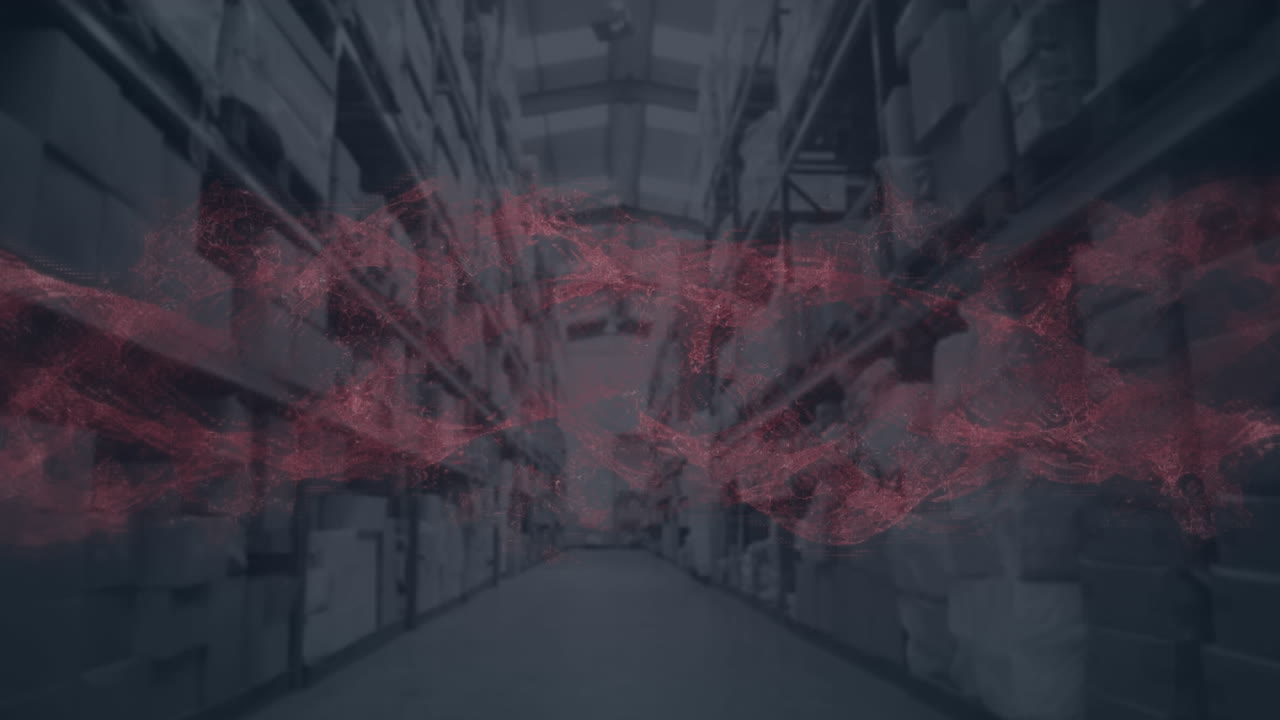 창고 위로 이동하는 파동의 애니메이션