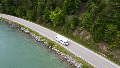 a drone shot over glen lake