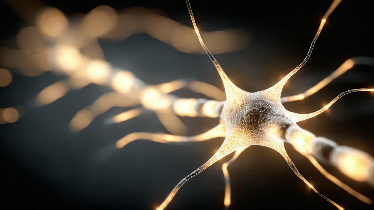 Exploring the Intricate Structure and Functionality of Neurons: A Close-Up View of Neural Connections Highlighting Electrical Signals and Their Pathways