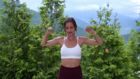 woman exercising outdoors in nature