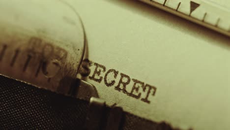 writing top secret document on paper with retro typewriter