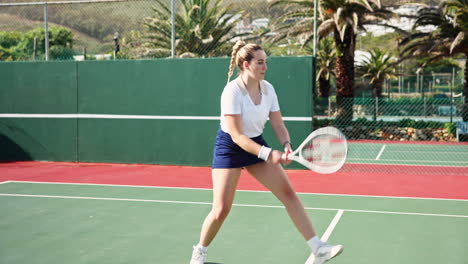a woman playing tennis on a court