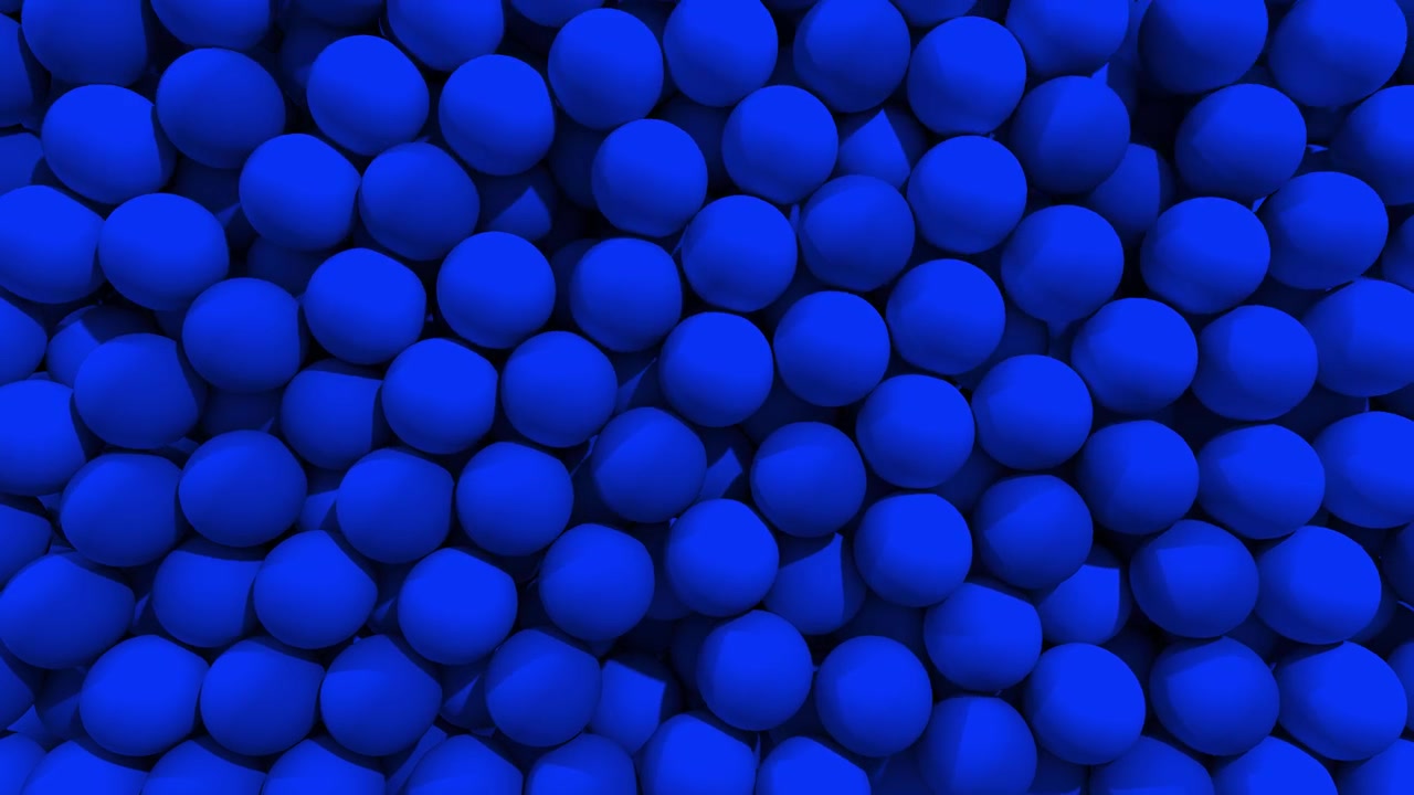 Transición de esferas y bolas que llenan la pantalla, superposición compuesta, revelación por barrido 4K