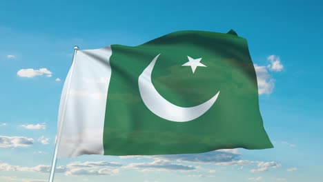 flag of pakistan with fabric structure against a cloudy sky (loopable)