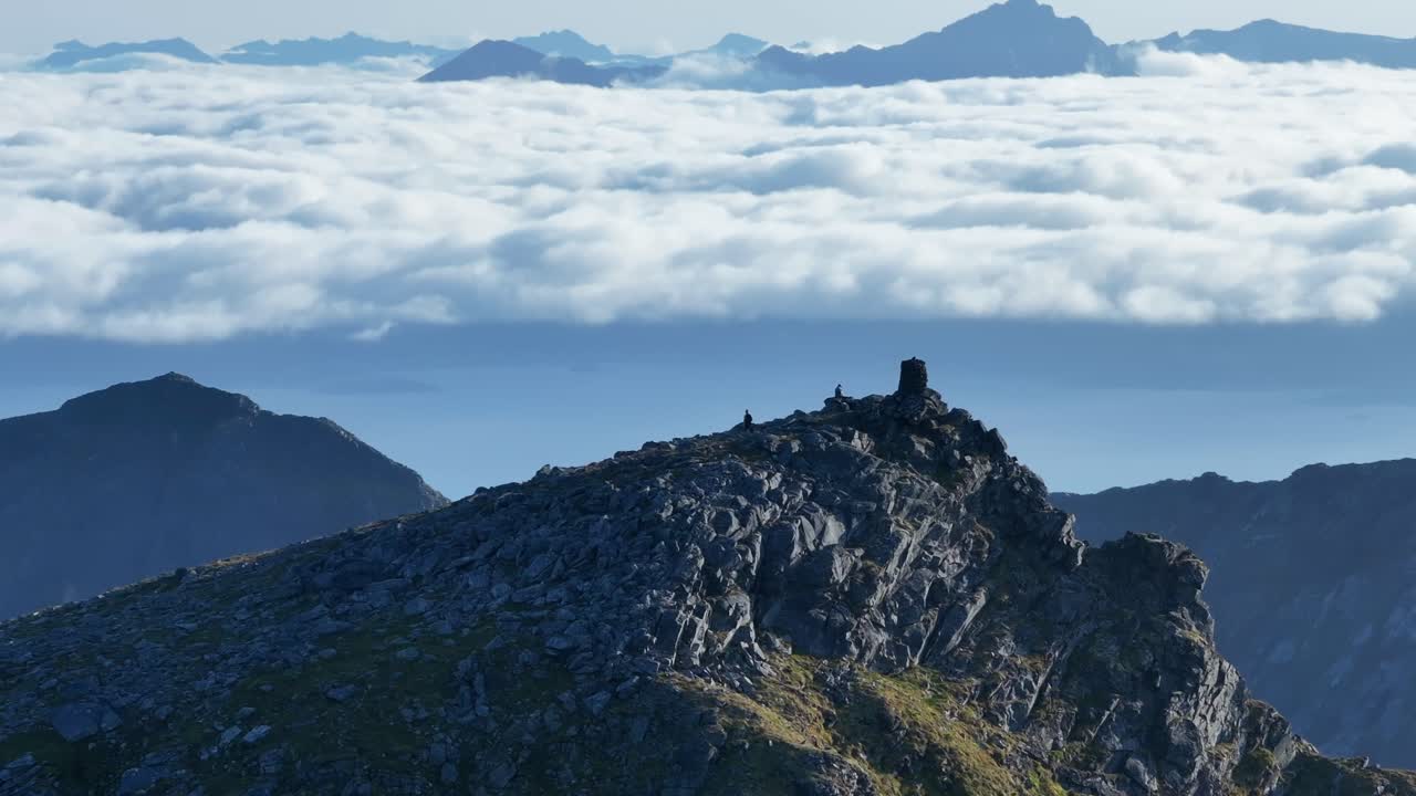 Lonketinden's Highest Peak Against Bed Of Clouds In South Senja, Norway