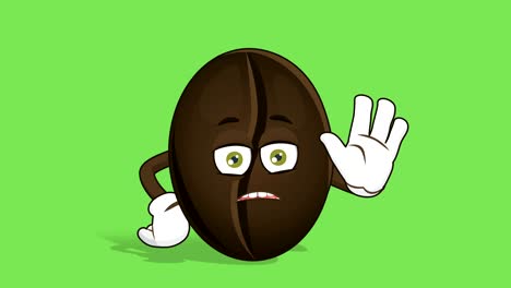 cartoon coffee bean stop hand with face animation alpha matte