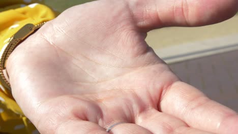taking an etherum token from the palm of the hand