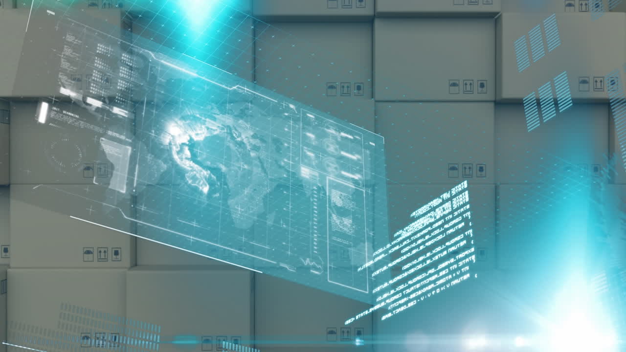 카드보드 상자 위의 통계 및 데이터 처리의 애니메이션