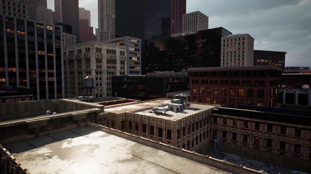 Urban skyline view during overcast weather in a metropolitan area