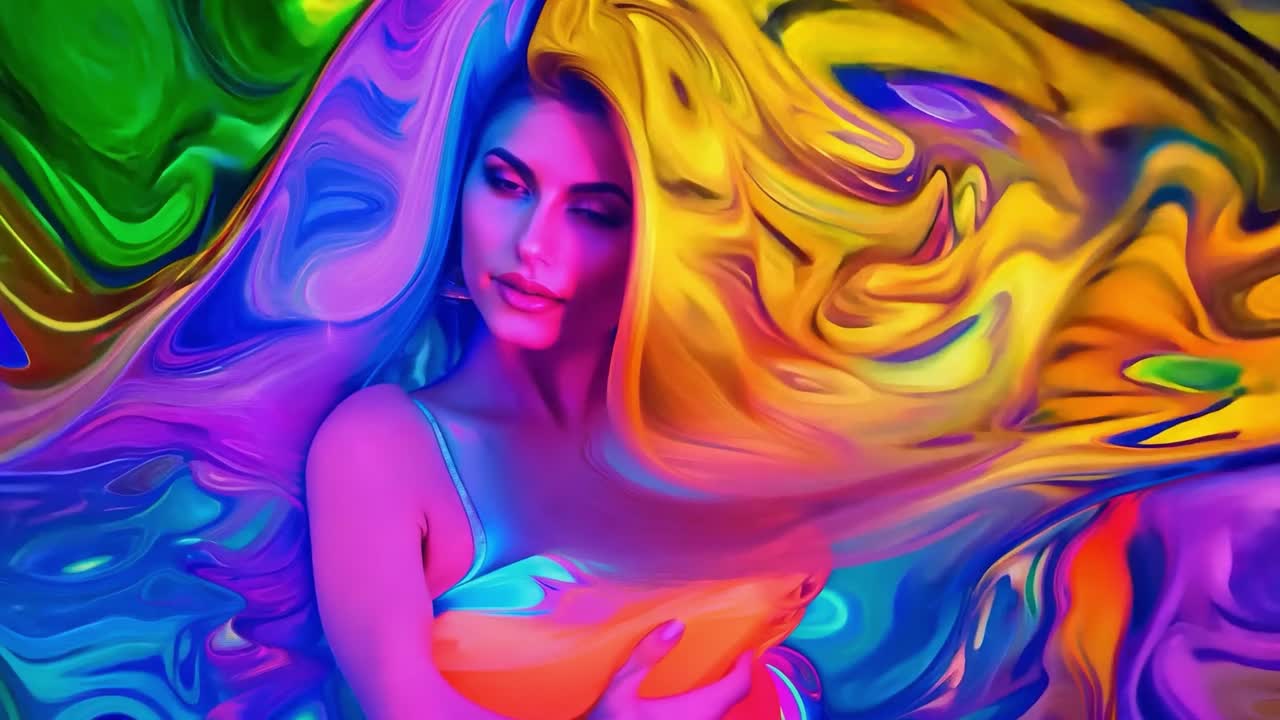 modelo mostrando cabello vibrante y fluido durante una sesión de fotos, encarnando belleza y estilo en un entorno de estudio