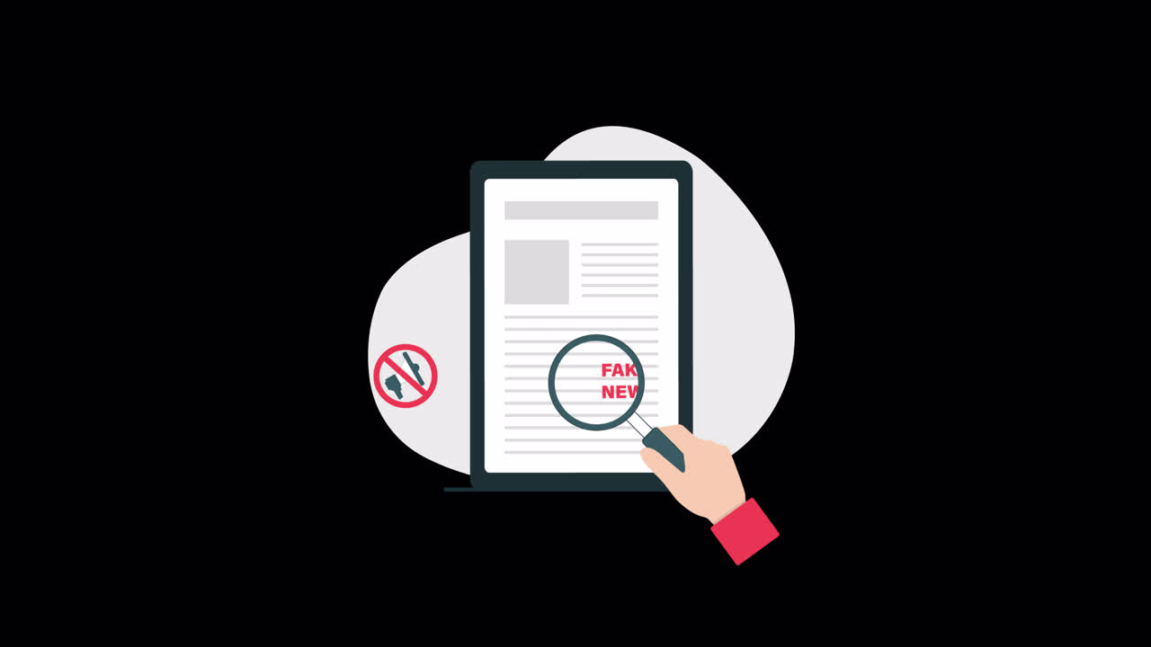 Animated Hand Scanning Document for Fake News