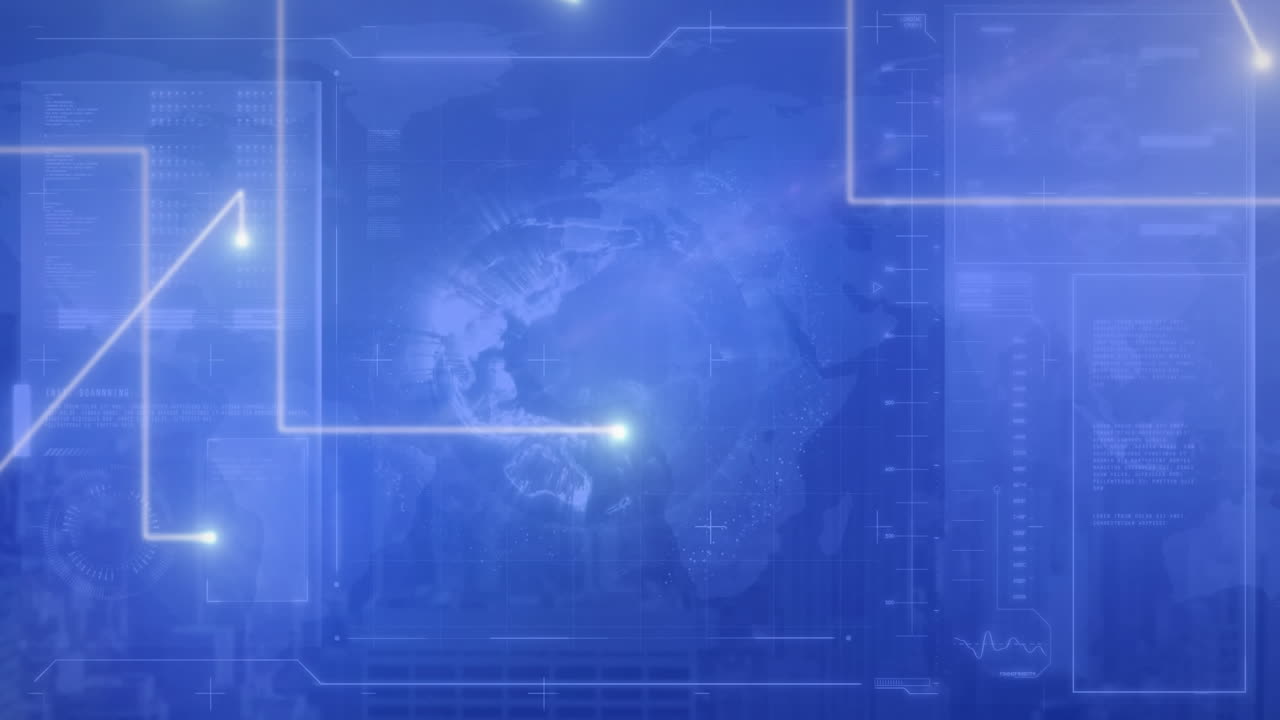Animation of white lines and data processing on interface
