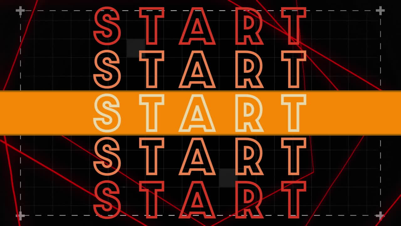 Animation of start text and lines on black background