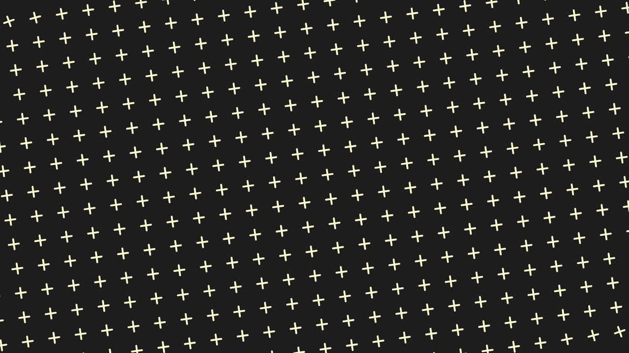 Black and white geometric pattern crosses and dots on dark background