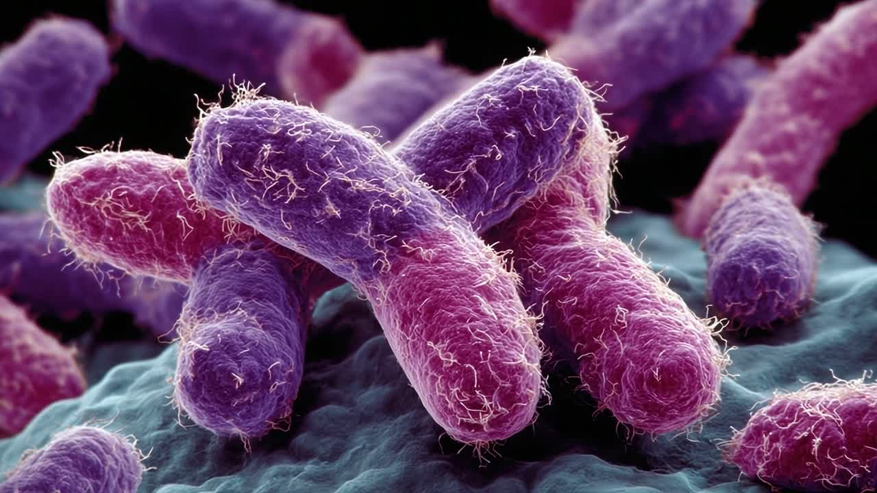 Microscopic View of Colorful Bacteria: Vibrant Microbial Life in Magnified Detail Capturing the Beauty of Nature's Smallest Organisms