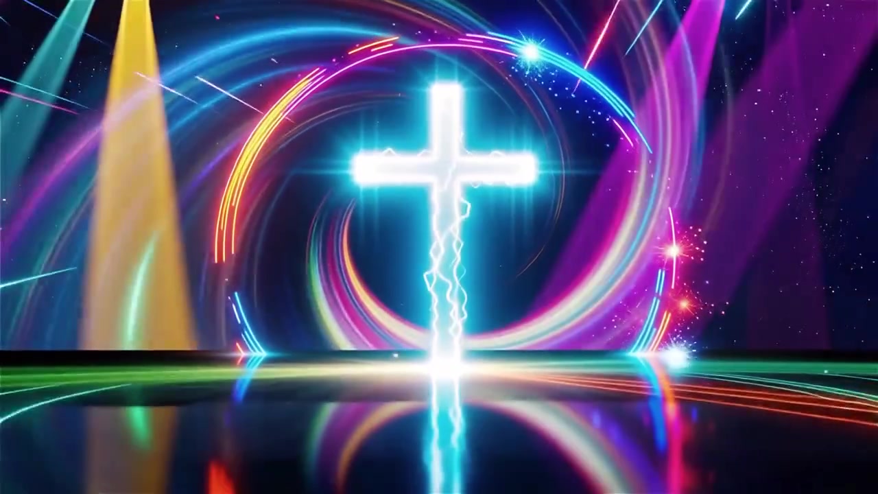 Cruz Cristiana con Luz Celestial, Fondo para Adoración.