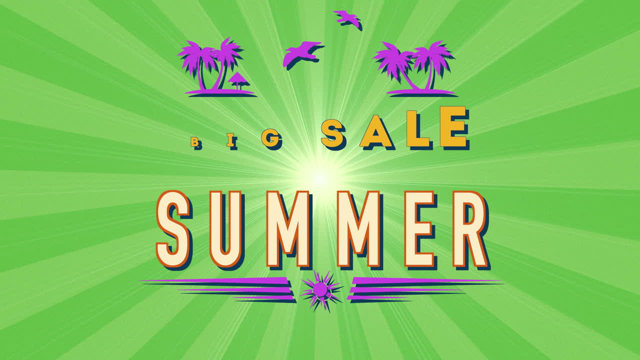 일몰에 날아다니는 새와 열대 야자수가 있는 여름 큰 세일