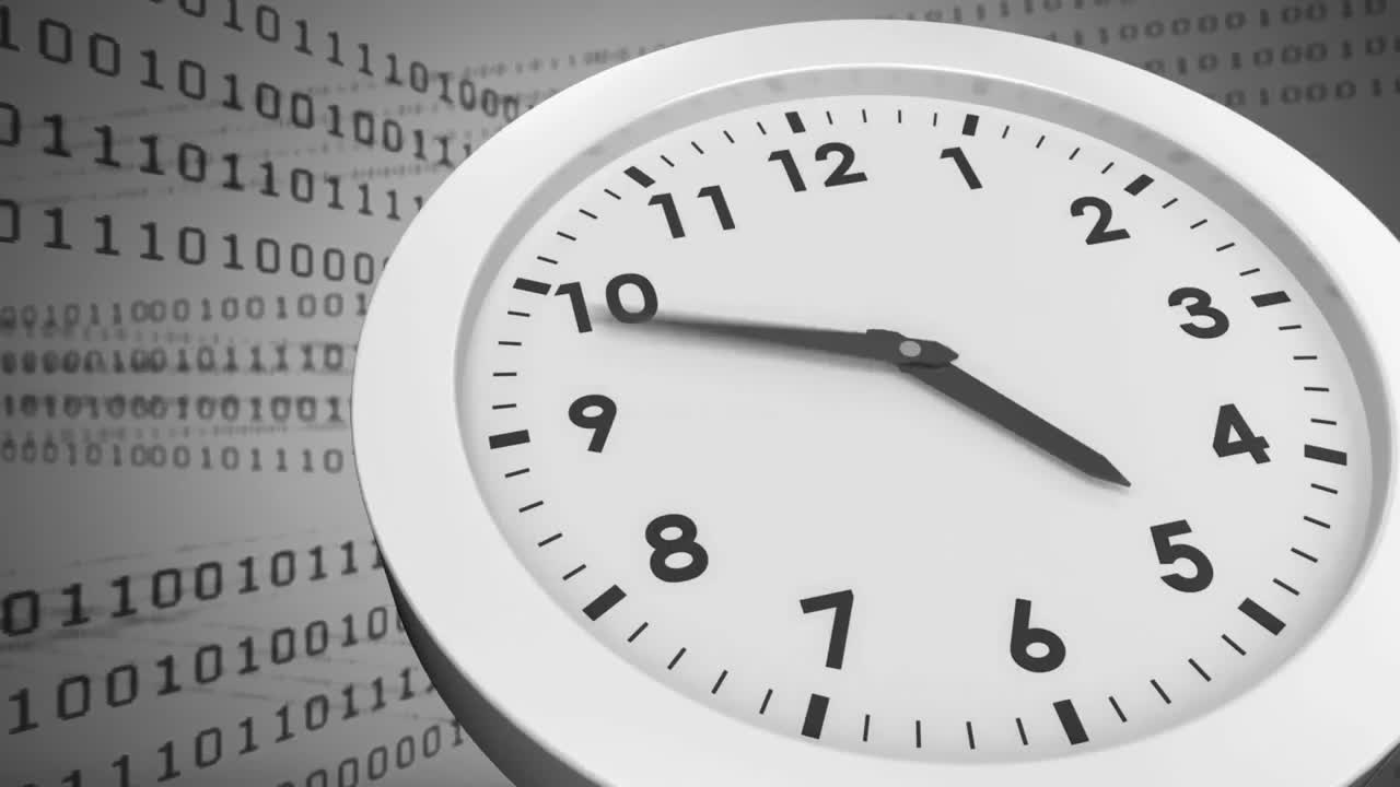 Clock with binary codes in the background