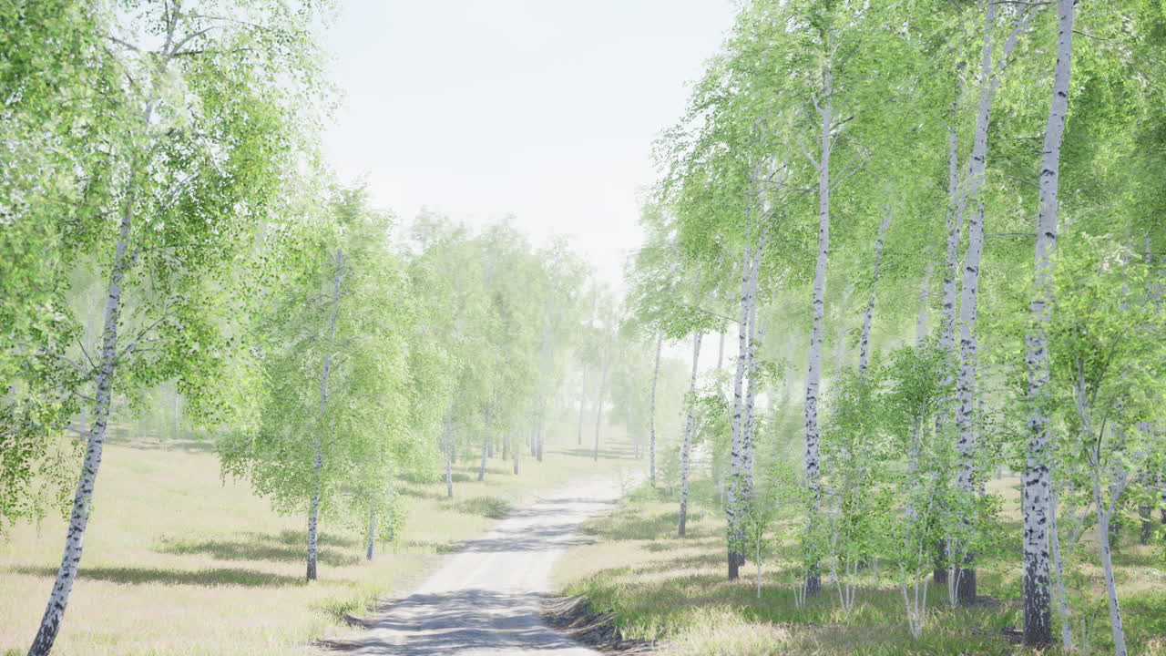 아침 햇빛에 자작나무 숲