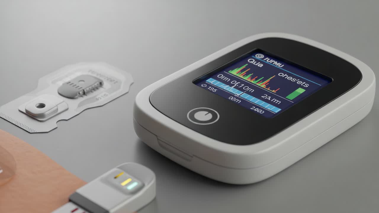 Advanced Health Monitoring Device Displaying Vital Signs and Software Interface for Personal Health Management and Data Tracking