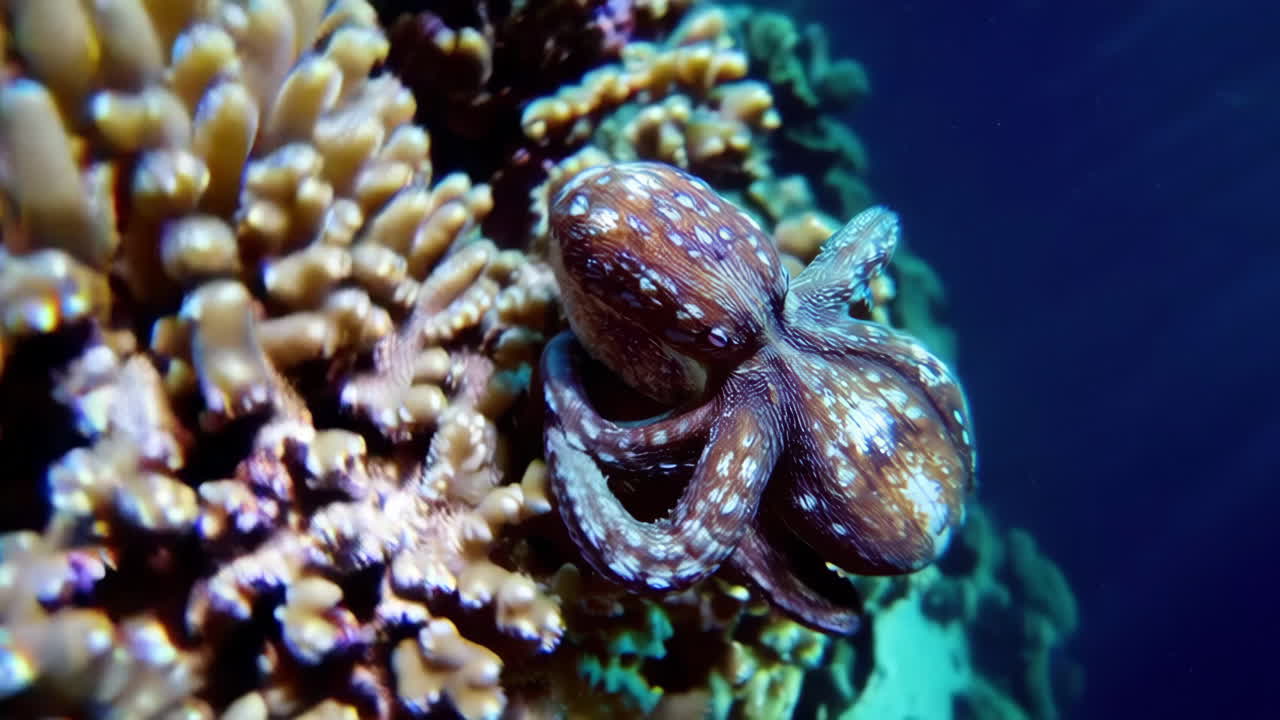 Octopus in Coral Reef Underwater
