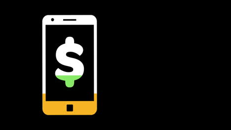 el símbolo del dólar estadounidense en la pantalla del teléfono inteligente se llena de colores 4k