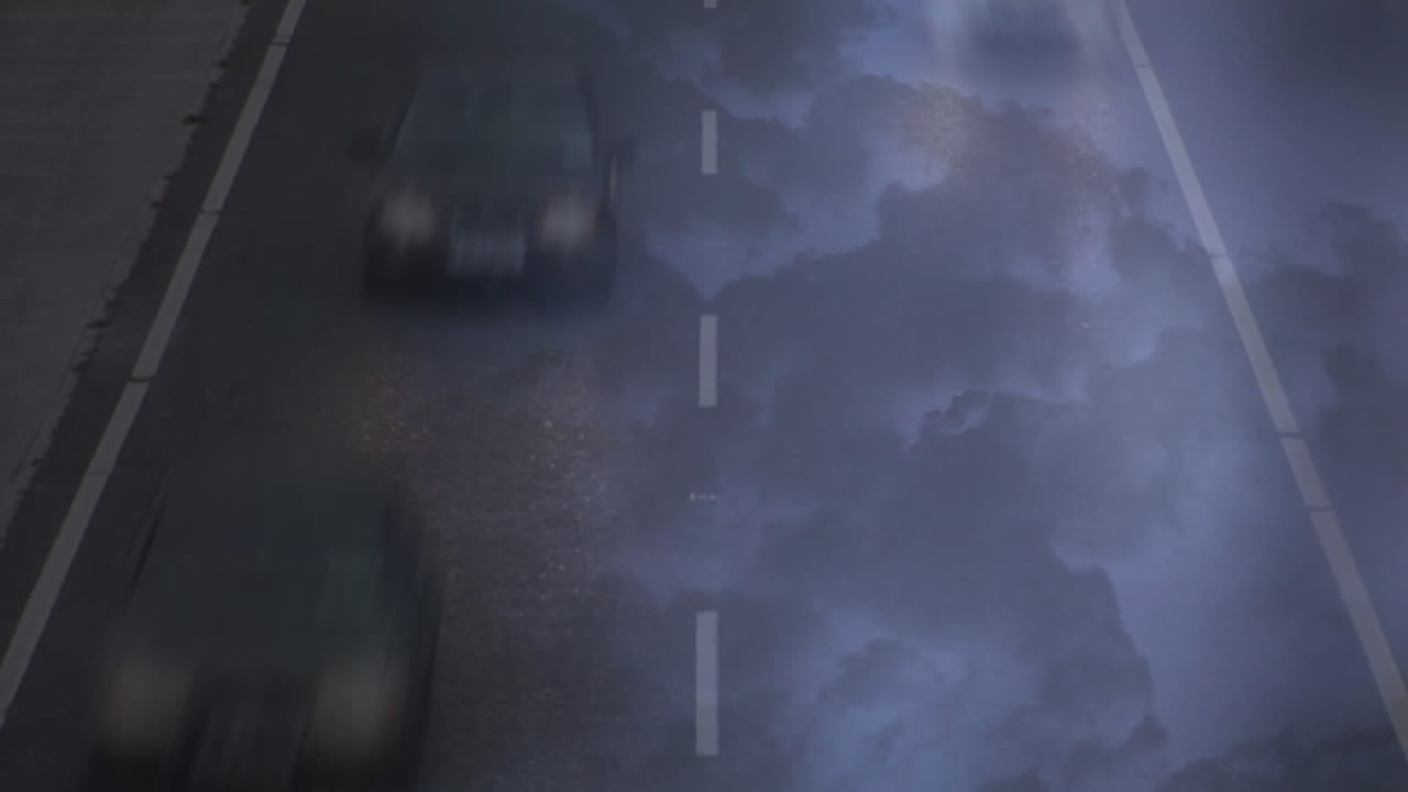 폭풍우 날 의 도로 교통