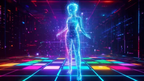 cyberpunk woman in neon light