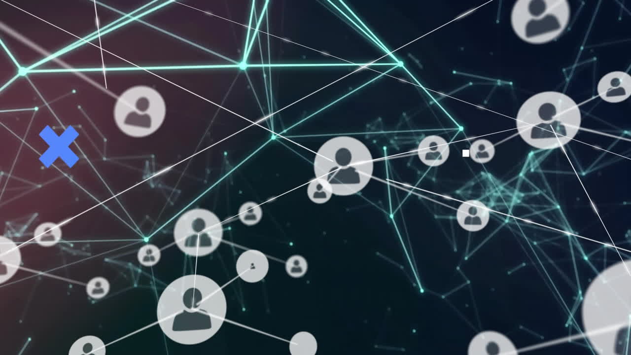 animación de la red de conexiones con personas iconos sobre conexiones